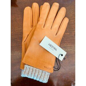 New With Tags Hestra Womens Leather Size 6.5 Lined Short Rib Knitted Cuff